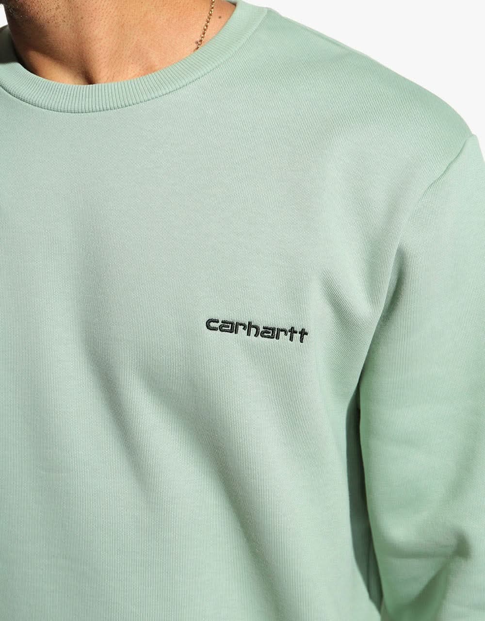 Carhartt WIP Script Embroidery Sweatshirt - Frosted Green/Black