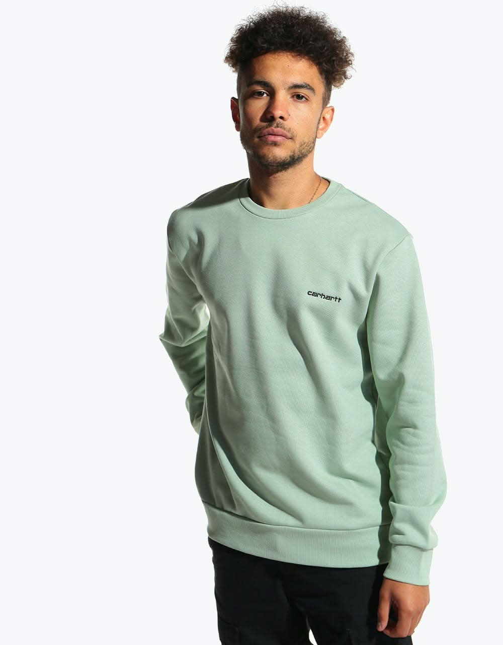 Carhartt WIP Script Embroidery Sweatshirt - Frosted Green/Black