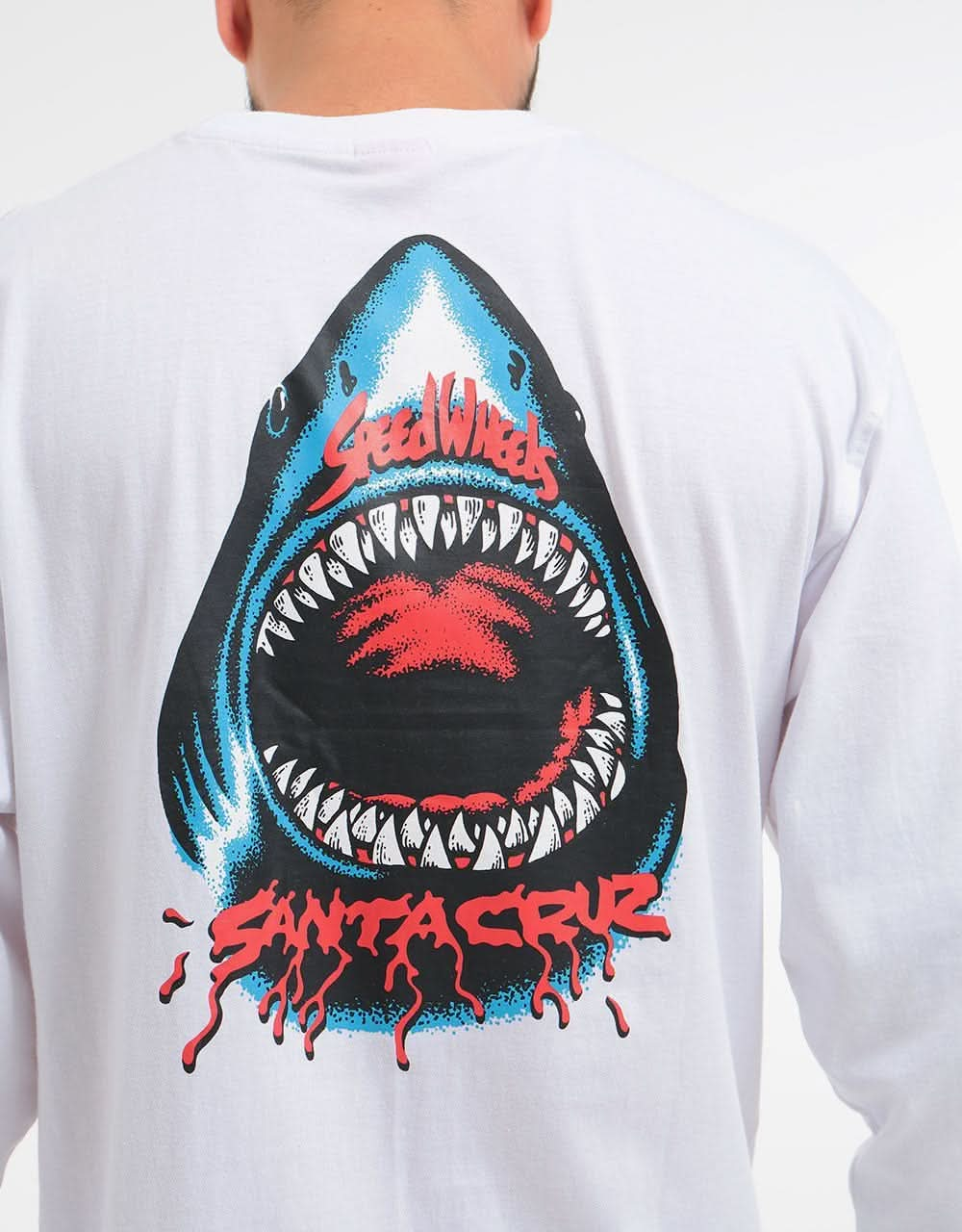 Santa Cruz Speed Wheels Shark L/S T-Shirt - White