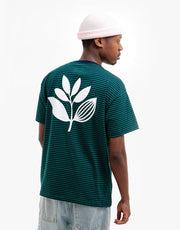 Magenta Striped Plant T-Shirt - Navy/Green