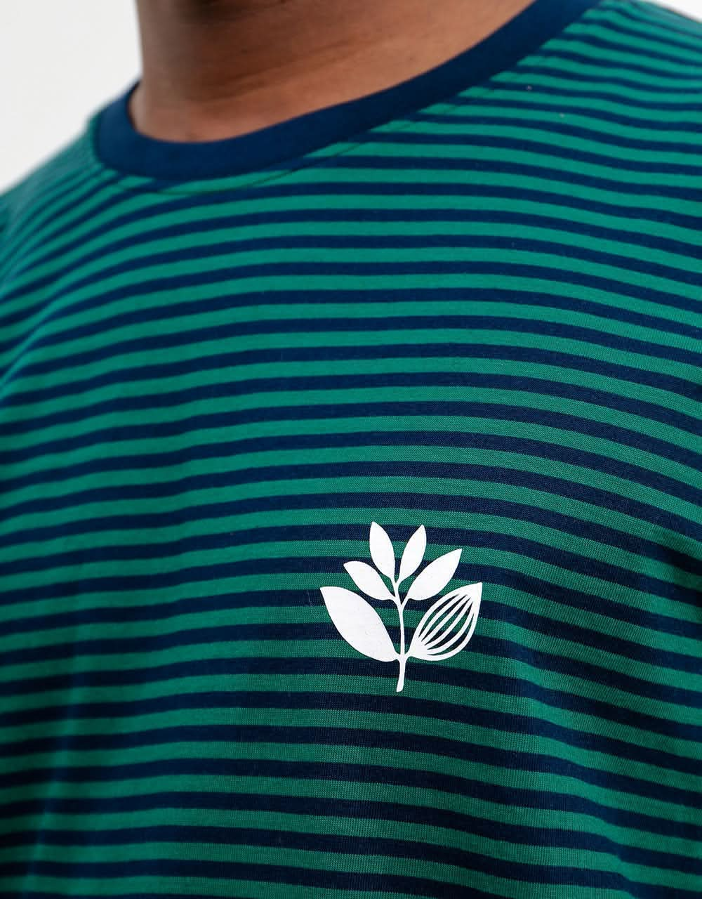 Magenta Striped Plant T-Shirt - Navy/Green