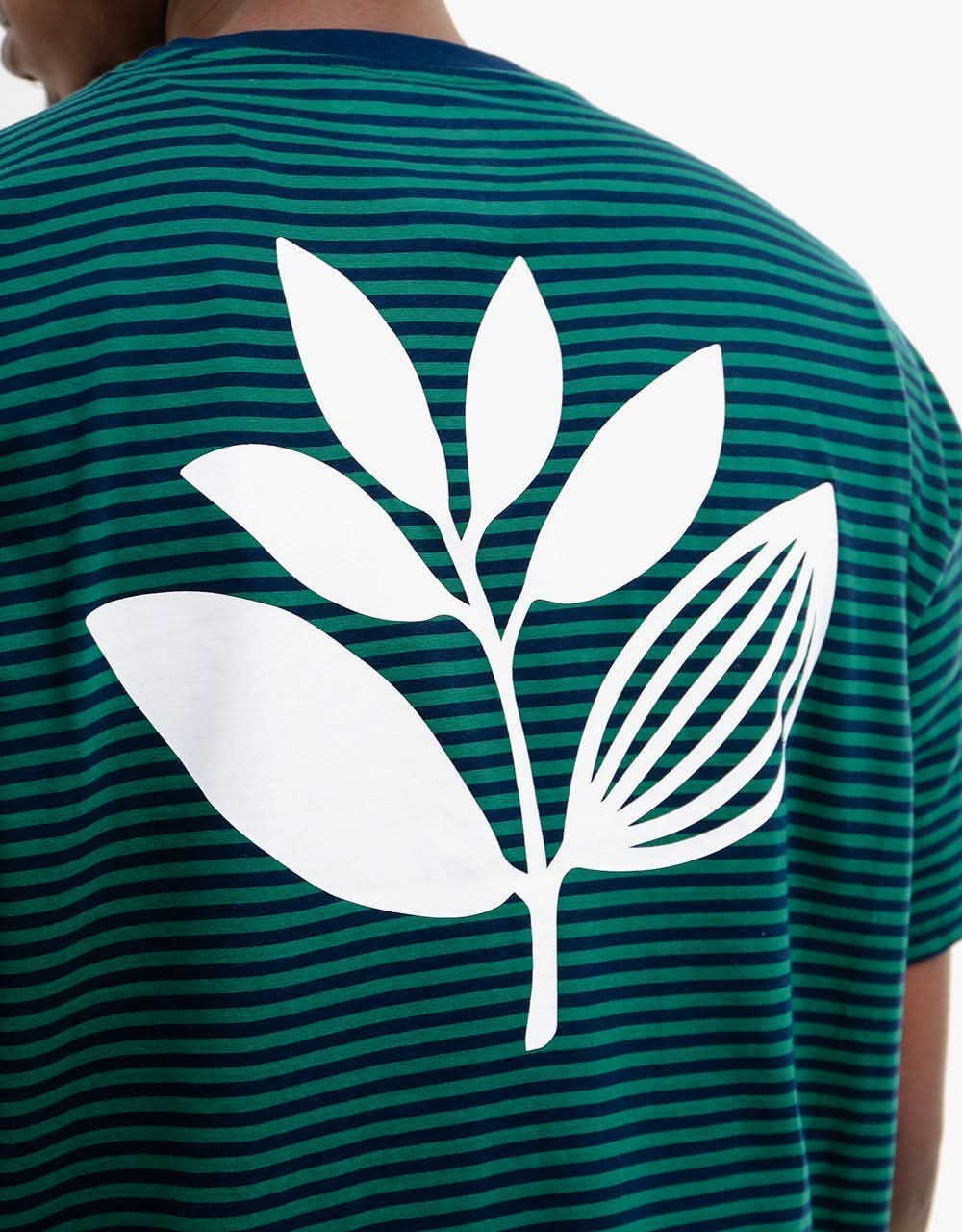 Magenta Striped Plant T-Shirt - Navy/Green