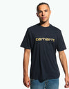 Carhartt WIP S/S Script T-Shirt - Dark Navy/Pop Orange