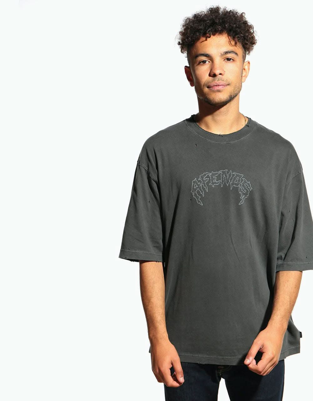 Afends Shots Fired Oversized Retro Fit T-Shirt - Stone Black