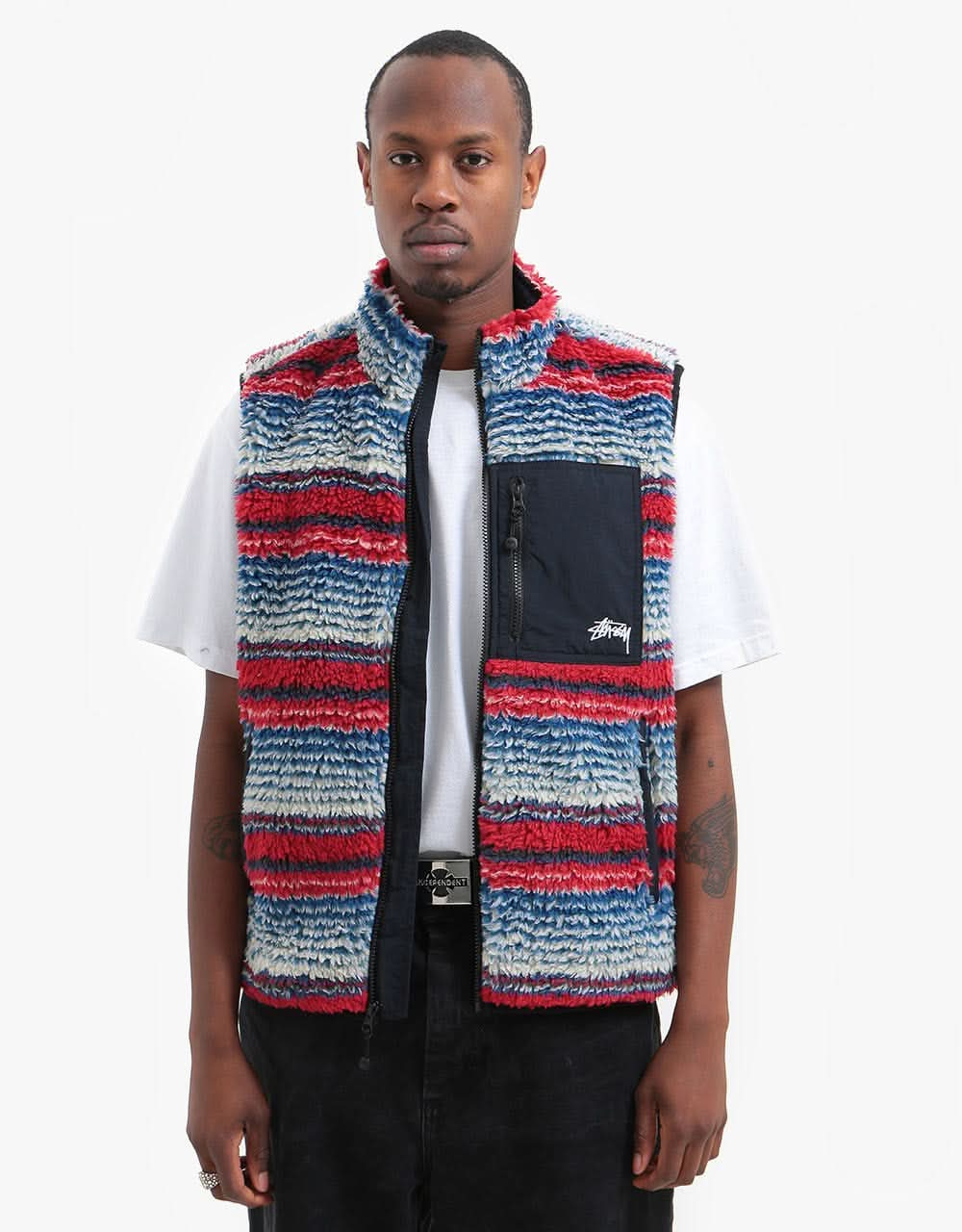 Stüssy Striped Sherpa Vest - Multi