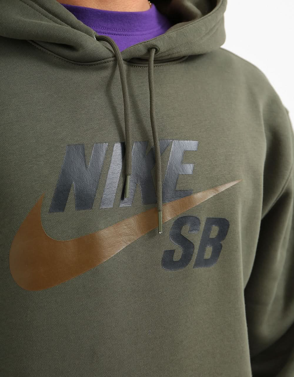 Nike SB Icon Essential Pullover Hoodie - Cargo Khaki/Yukon Brown