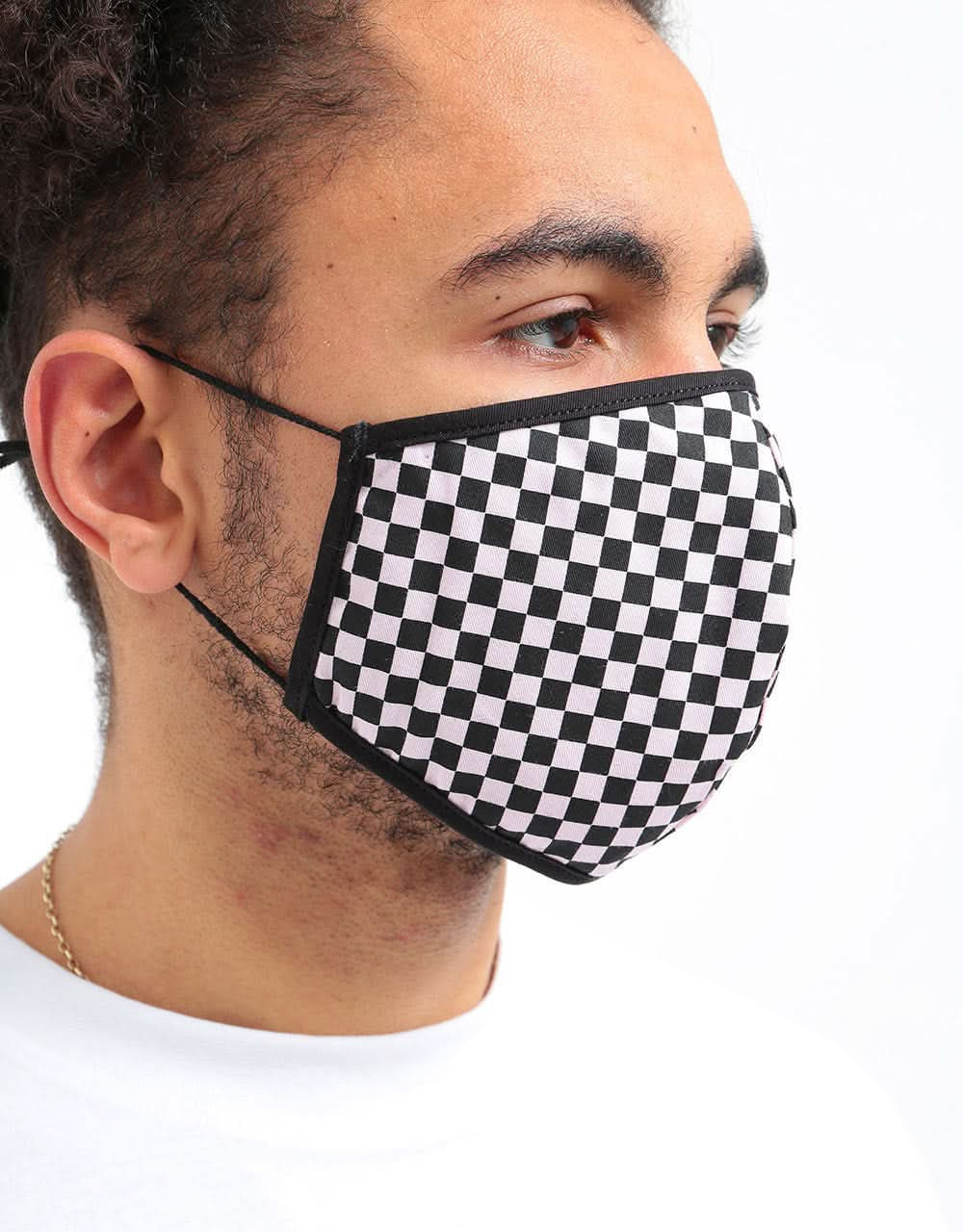 Route One Organic Cotton Face Mask - Black & Pink Checkerboard