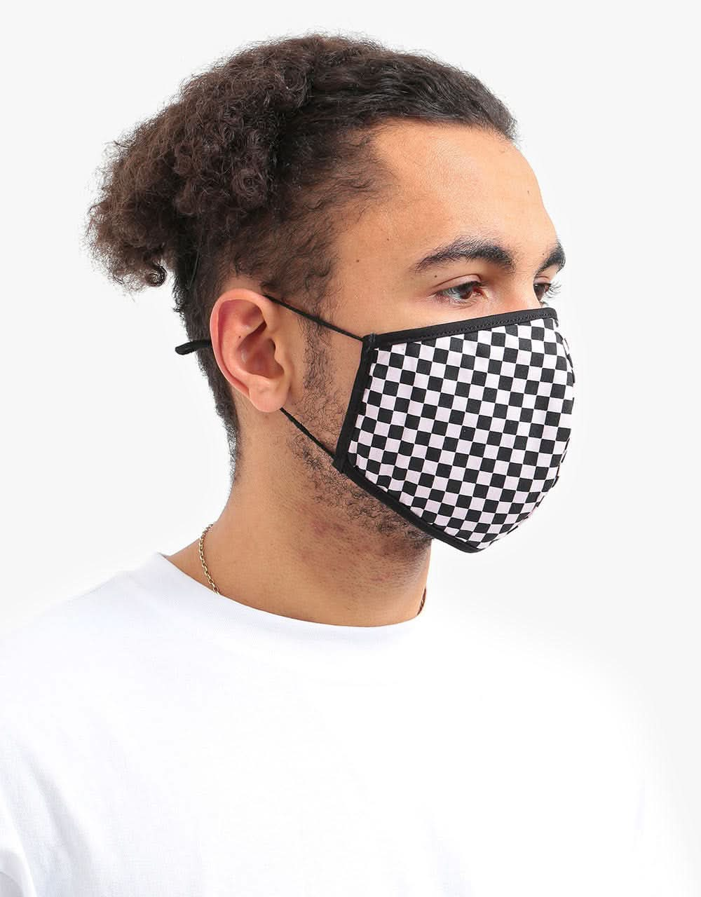 Route One Organic Cotton Face Mask - Black & Pink Checkerboard