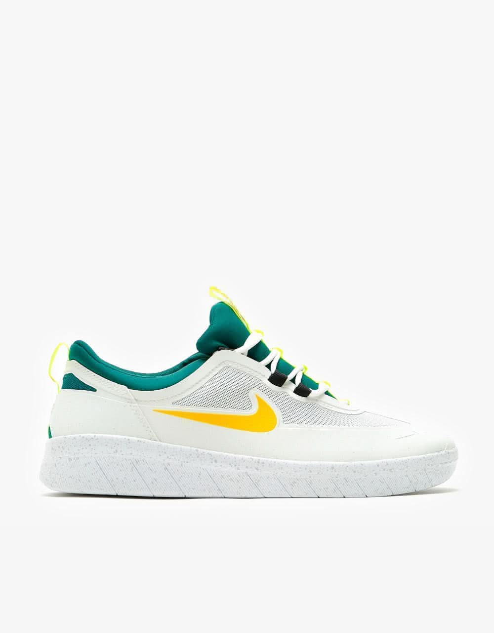 Nike SB Nyjah Free 2 Skate Shoes - Summit White/University Gold-Geode Teal