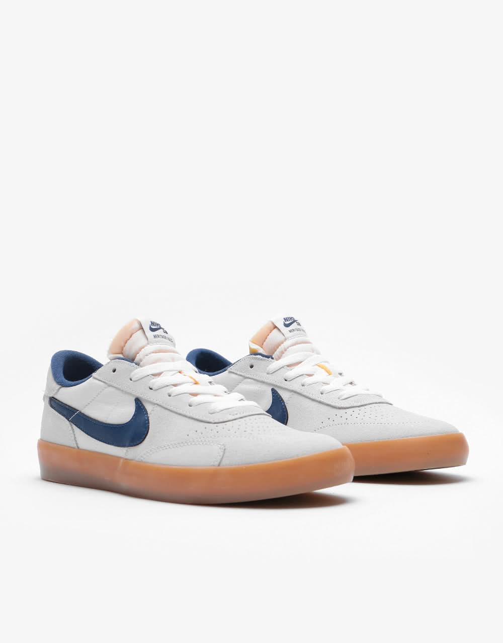 Nike SB Heritage Vulc Chaussures de skate - Blanc sommet/Marine-Blanc-Gomme marron clair