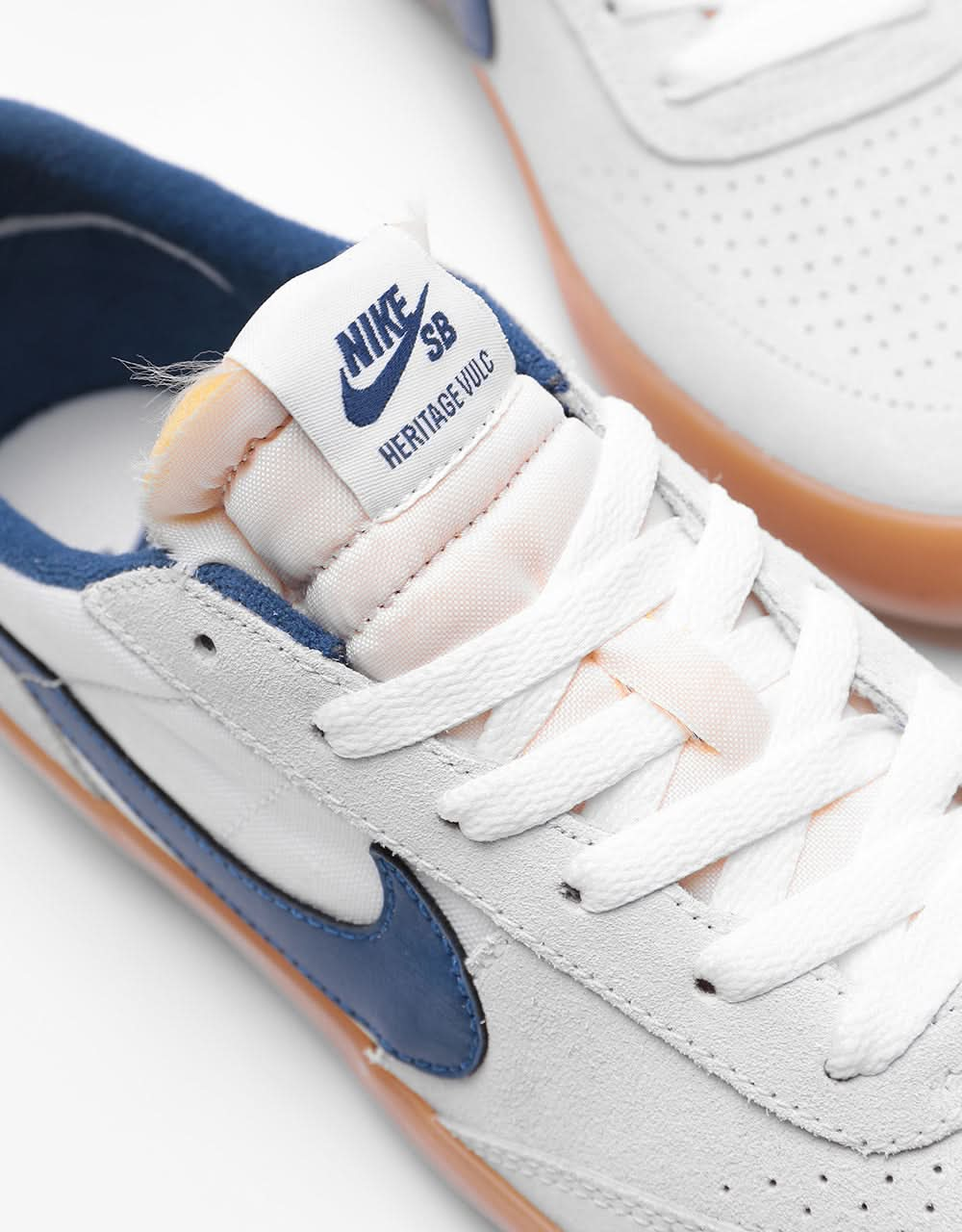 Nike SB Heritage Vulc Chaussures de skate - Blanc sommet/Marine-Blanc-Gomme marron clair