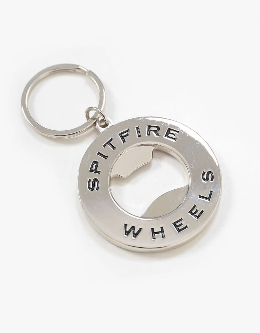 Spitfire Classic Swirl Bottle Opener Keychain - Polished Nickel/Black