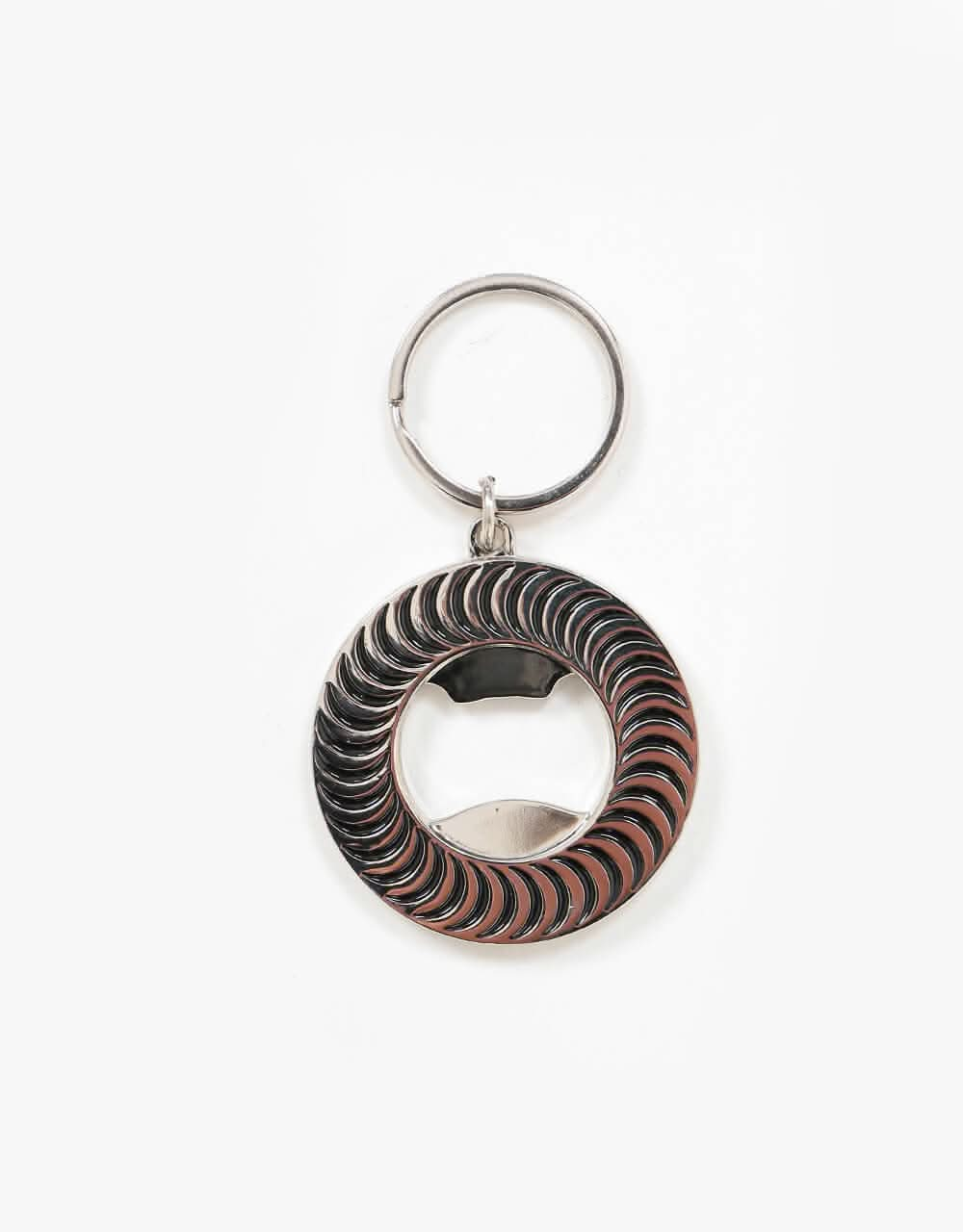 Spitfire Classic Swirl Bottle Opener Keychain - Polished Nickel/Black