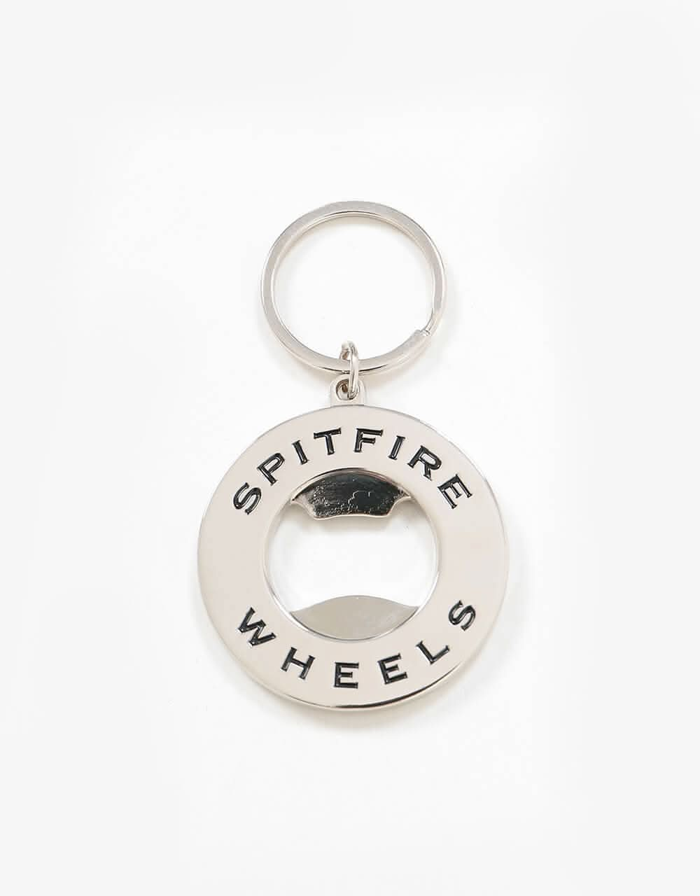 Spitfire Classic Swirl Bottle Opener Keychain - Polished Nickel/Black