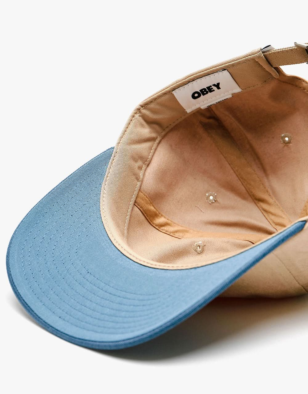 Obey Universe 6 Panel Strapback Cap - Light Khaki Multi