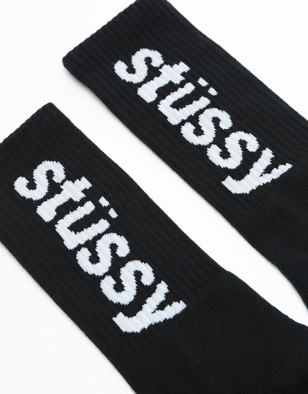 Stüssy Helvetica Jacquard Crew Socks - Black