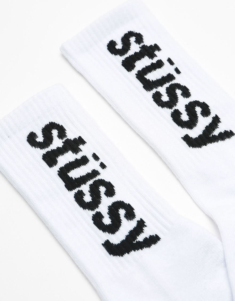 Stüssy Helvetica Jacquard Crew Socks - White