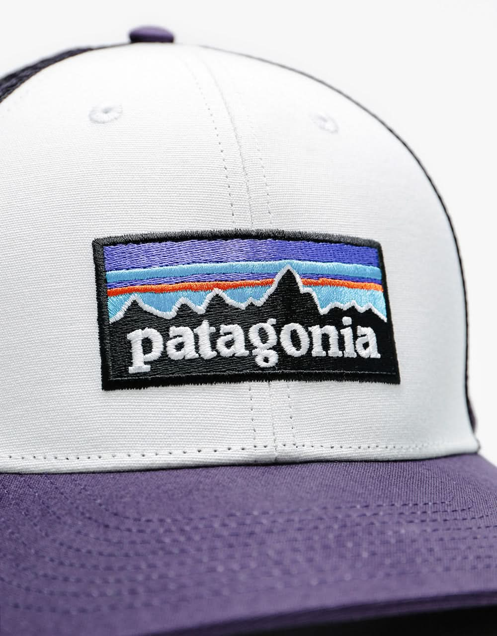 Patagonia P-6 Logo LoPro Trucker Cap - White/Piton Purple