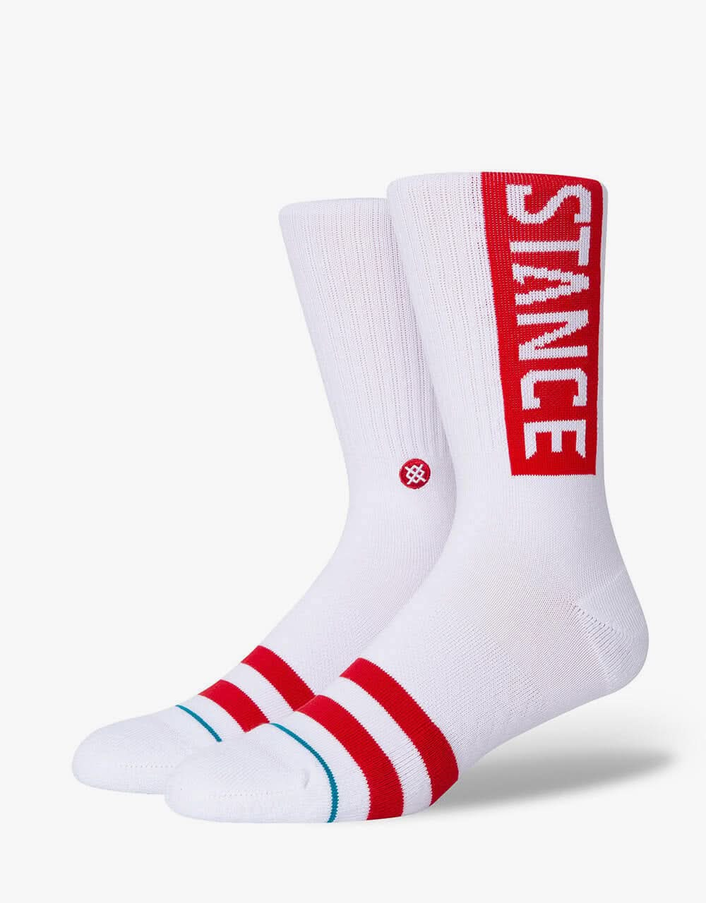 Stance OG Classic Crew Socken – Weiß/Rot