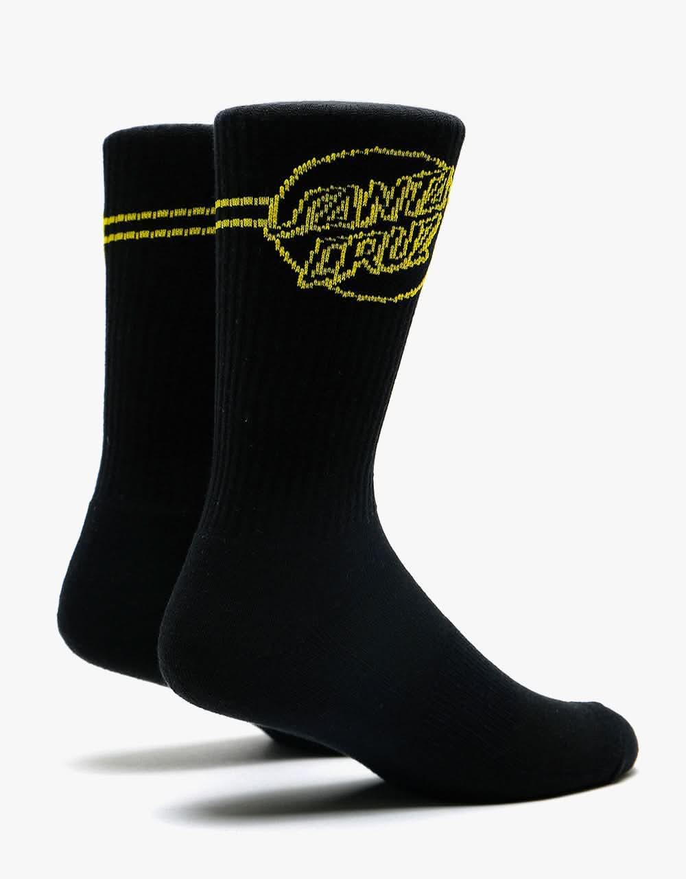 Santa Cruz Opus Dot Stripe Socks - Black/Yellow