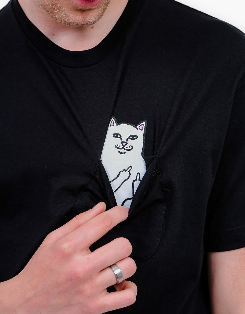 RIPNDIP Lord Nermal Pocket T-Shirt -  Black