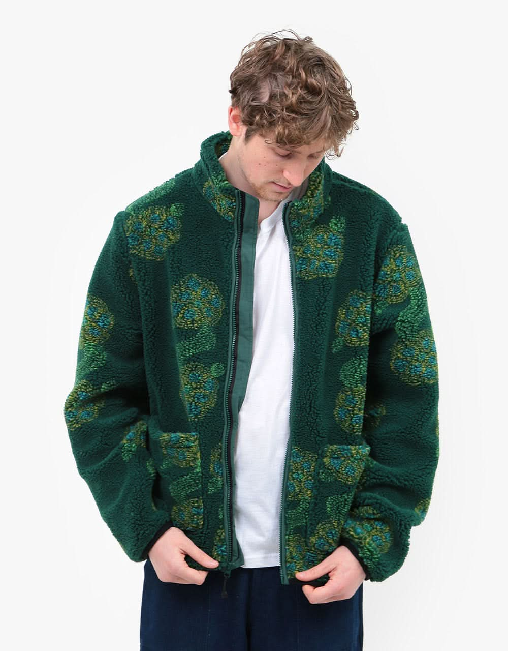 Stüssy Flor Sherpa Mock Neck Fleece - Green