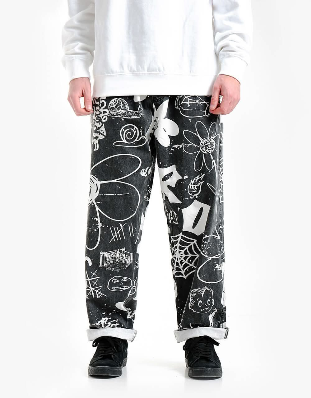 Route One Beach Pants - Doodle Black