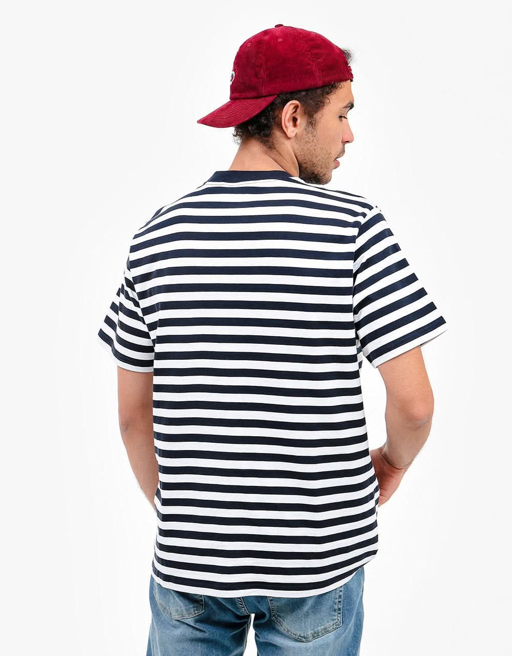 Carhartt WIP S/S Scotty Pocket T-Shirt - Scotty Stripe-Dark Navy/White