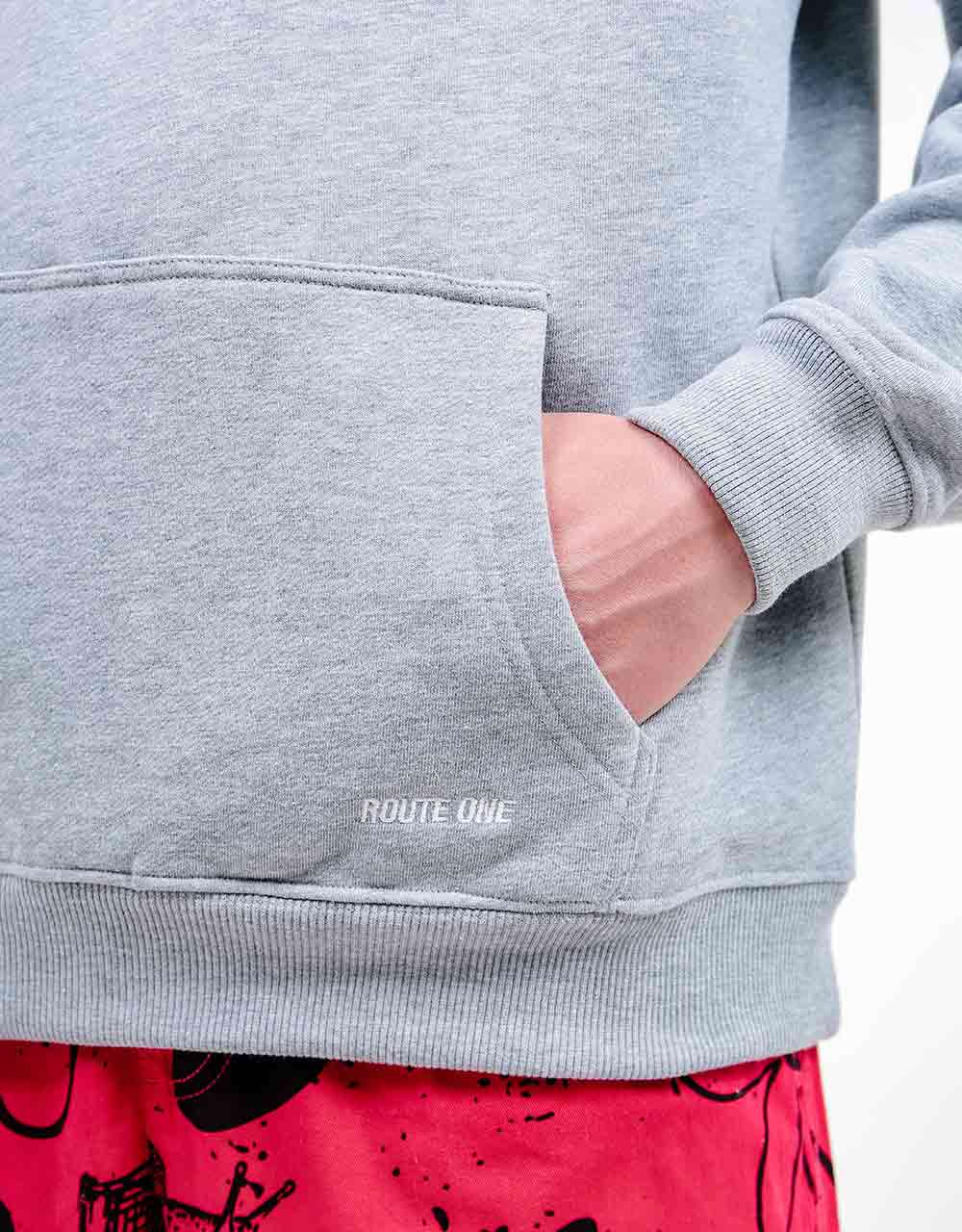 Route One Primary 1/4 Zip Hoodie - Heather Grey