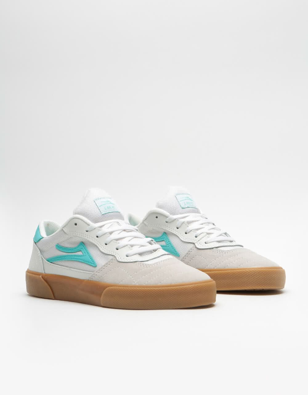 Lakai Cambridge Skate Shoes - White/Teal Suede