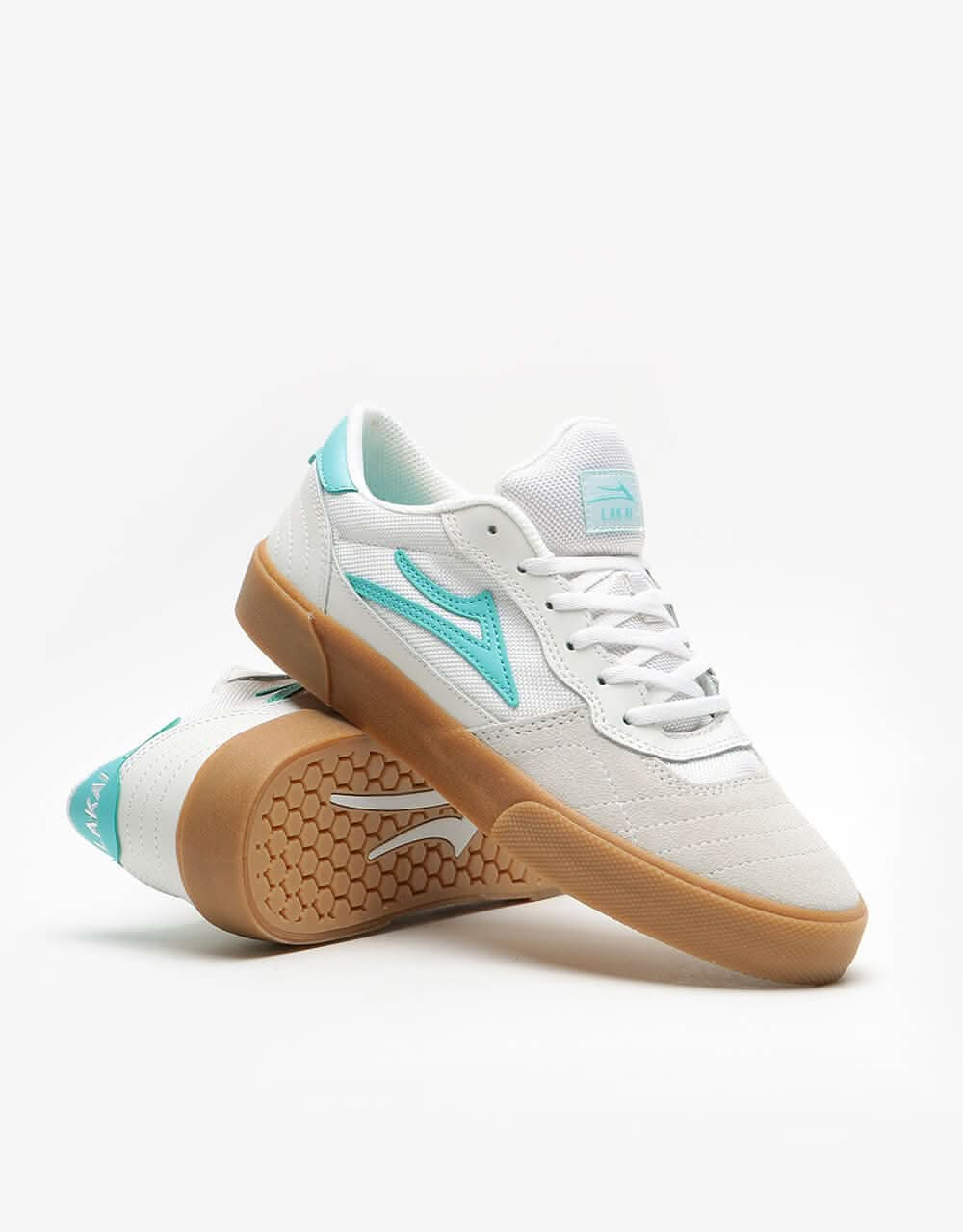 Lakai Cambridge Skate Shoes - White/Teal Suede