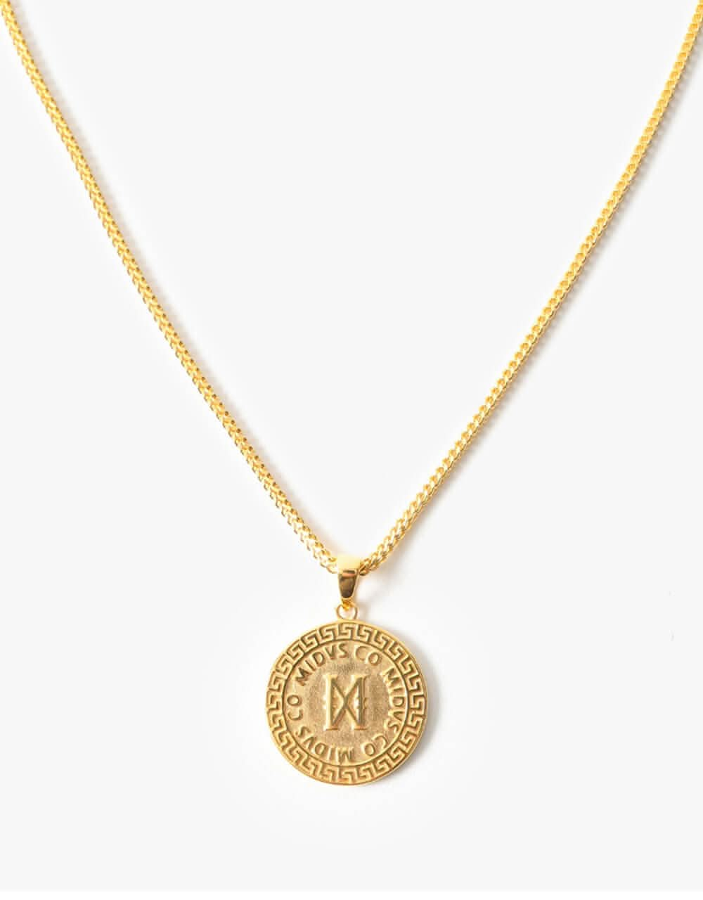 Midvs Co 18K Gold Plated Meander Coin Necklace - Gold