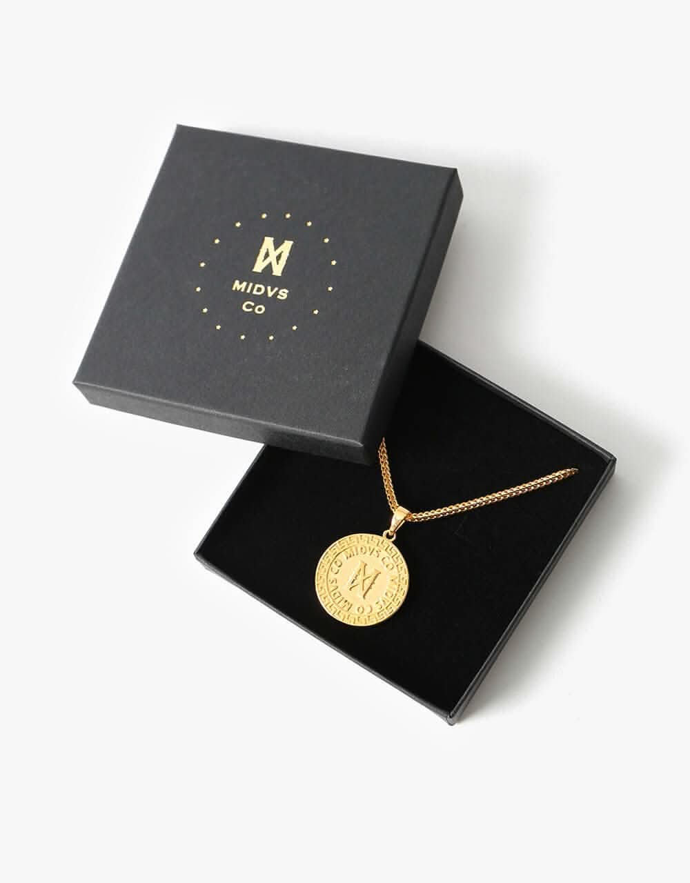 Midvs Co 18K Gold Plated Meander Coin Necklace - Gold