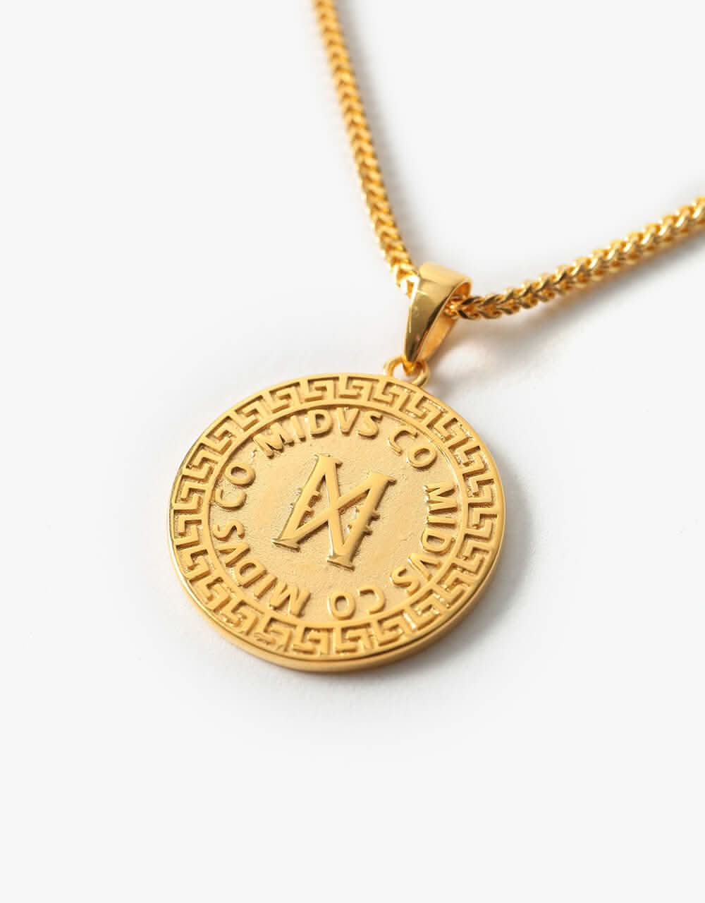 Midvs Co 18K Gold Plated Meander Coin Necklace - Gold