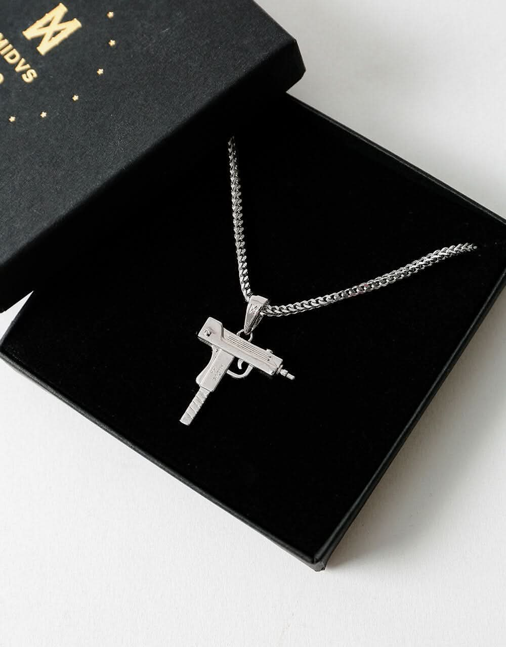 Midvs Co 18K Gold Plated Uzi Necklace - White Gold