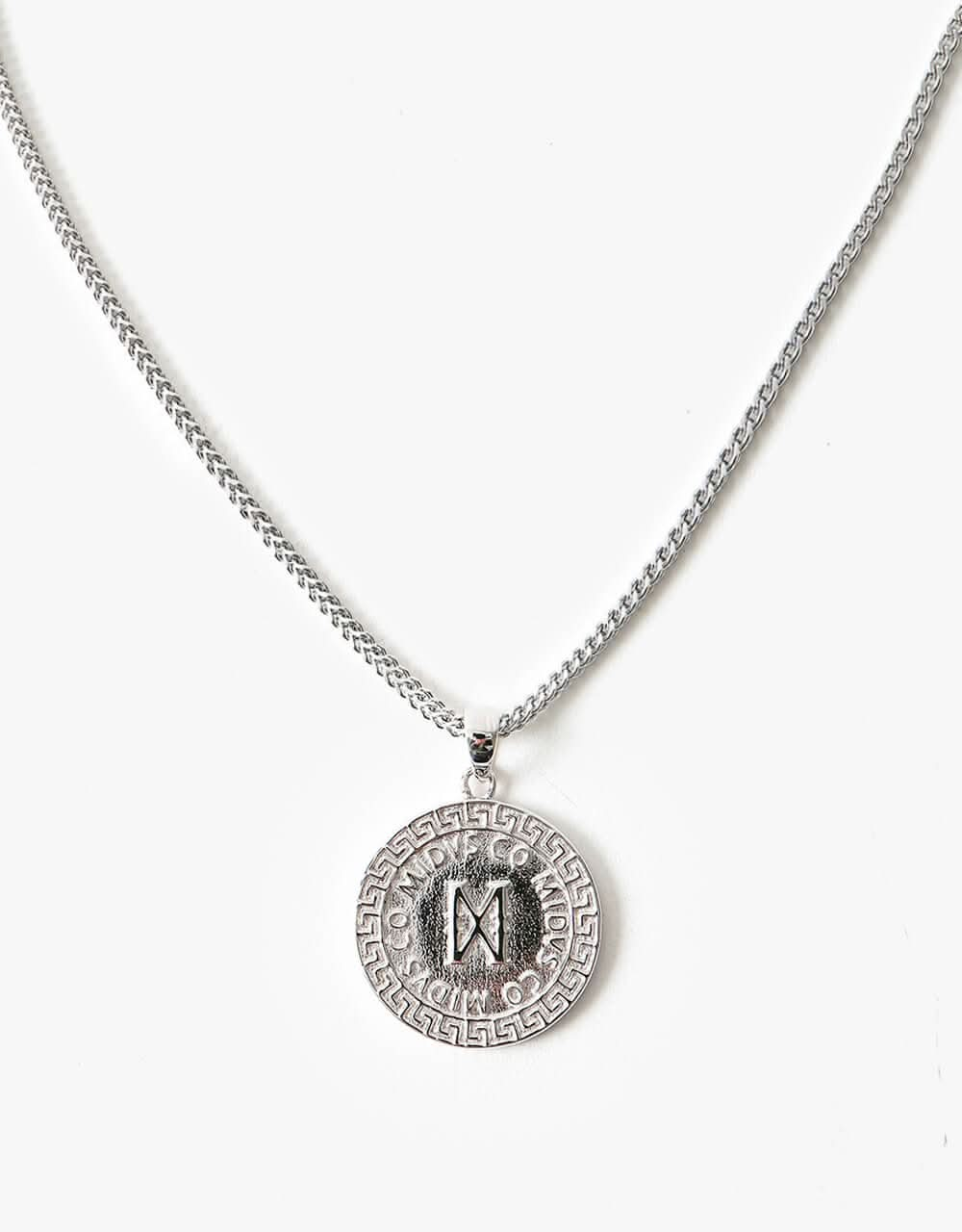 Midvs Co 18K Gold Plated Meander Coin Necklace - White Gold