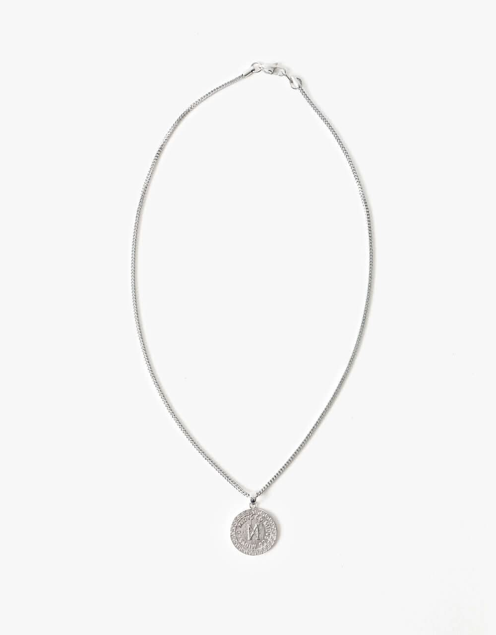 Midvs Co 18K Gold Plated Meander Coin Necklace - White Gold