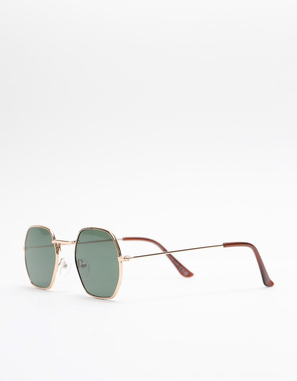 Route One Hex Sunglasses - Gold Green Lens