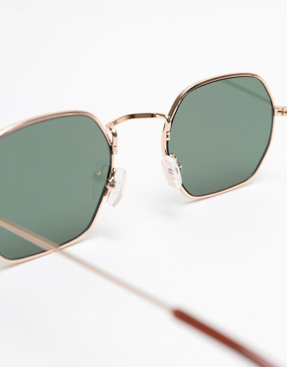 Route One Hex Sunglasses - Gold Green Lens