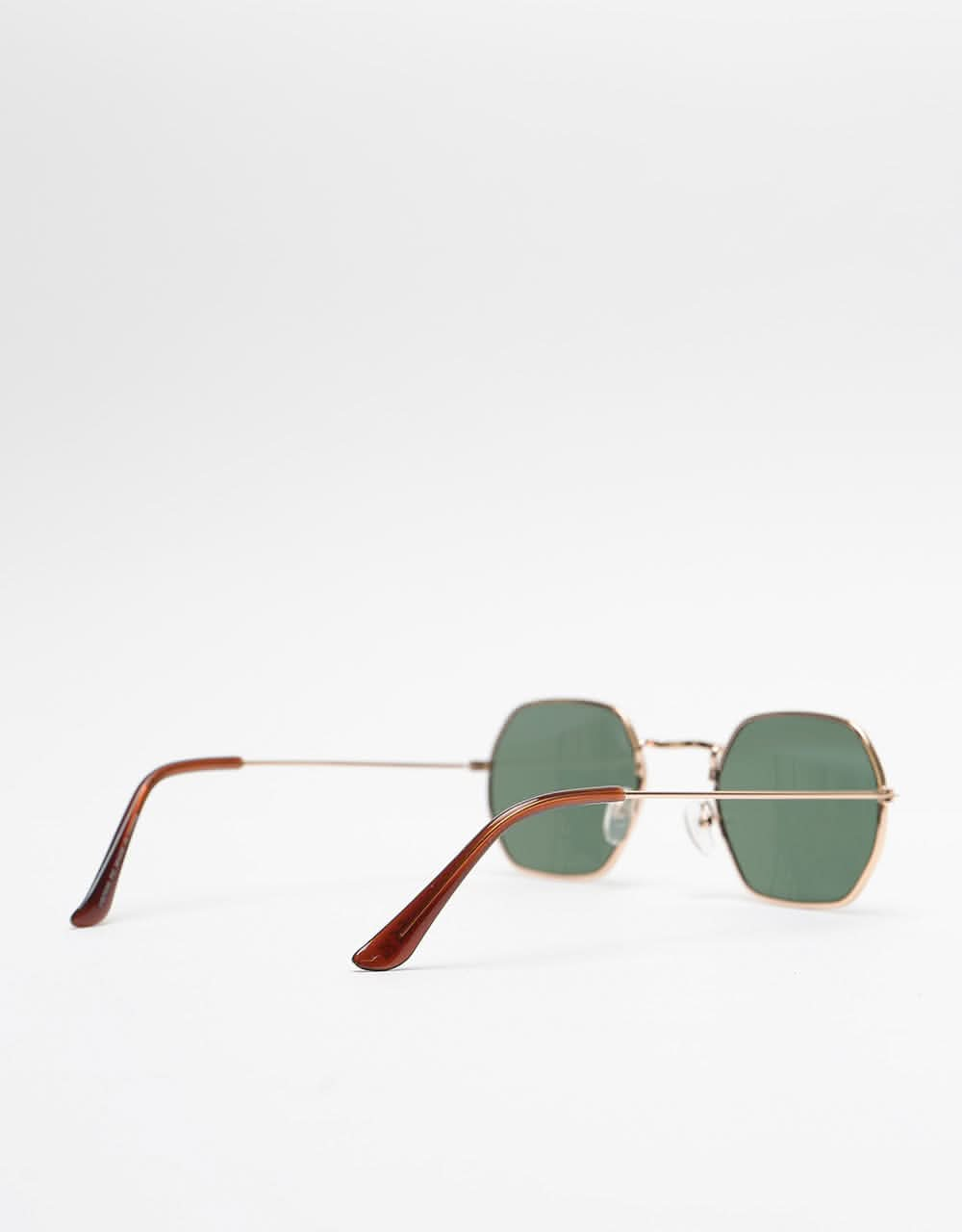 Route One Hex Sunglasses - Gold Green Lens