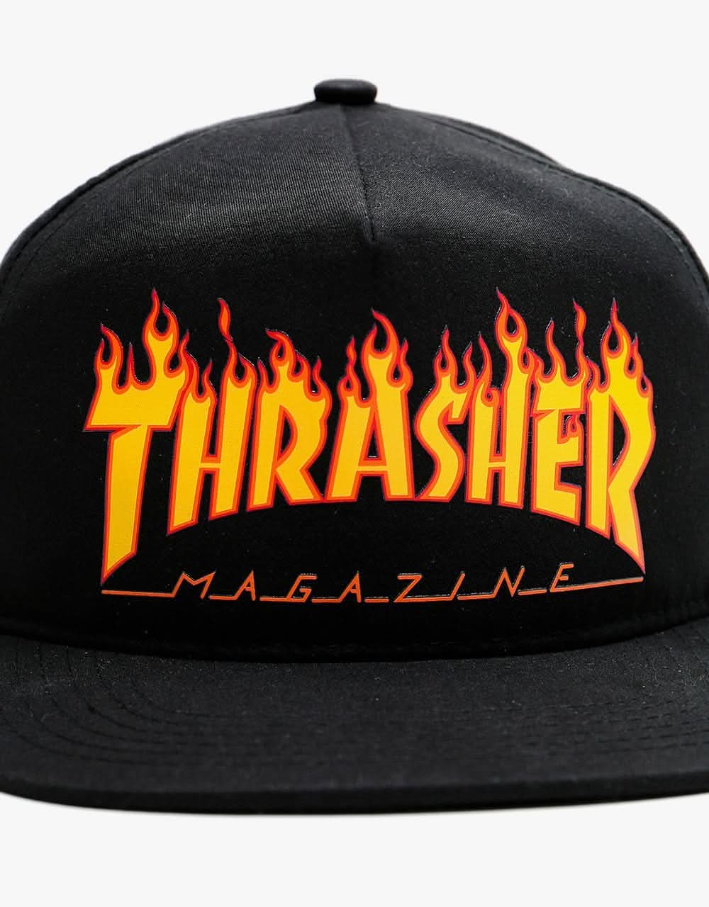 Thrasher Flame Logo Snapback Cap - Black