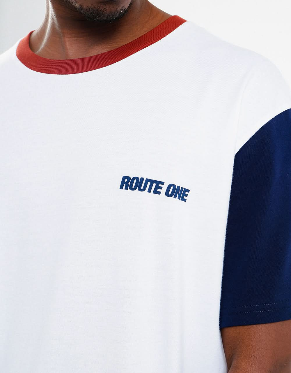 Route One Organic Colourblock T-Shirt - White/Multi