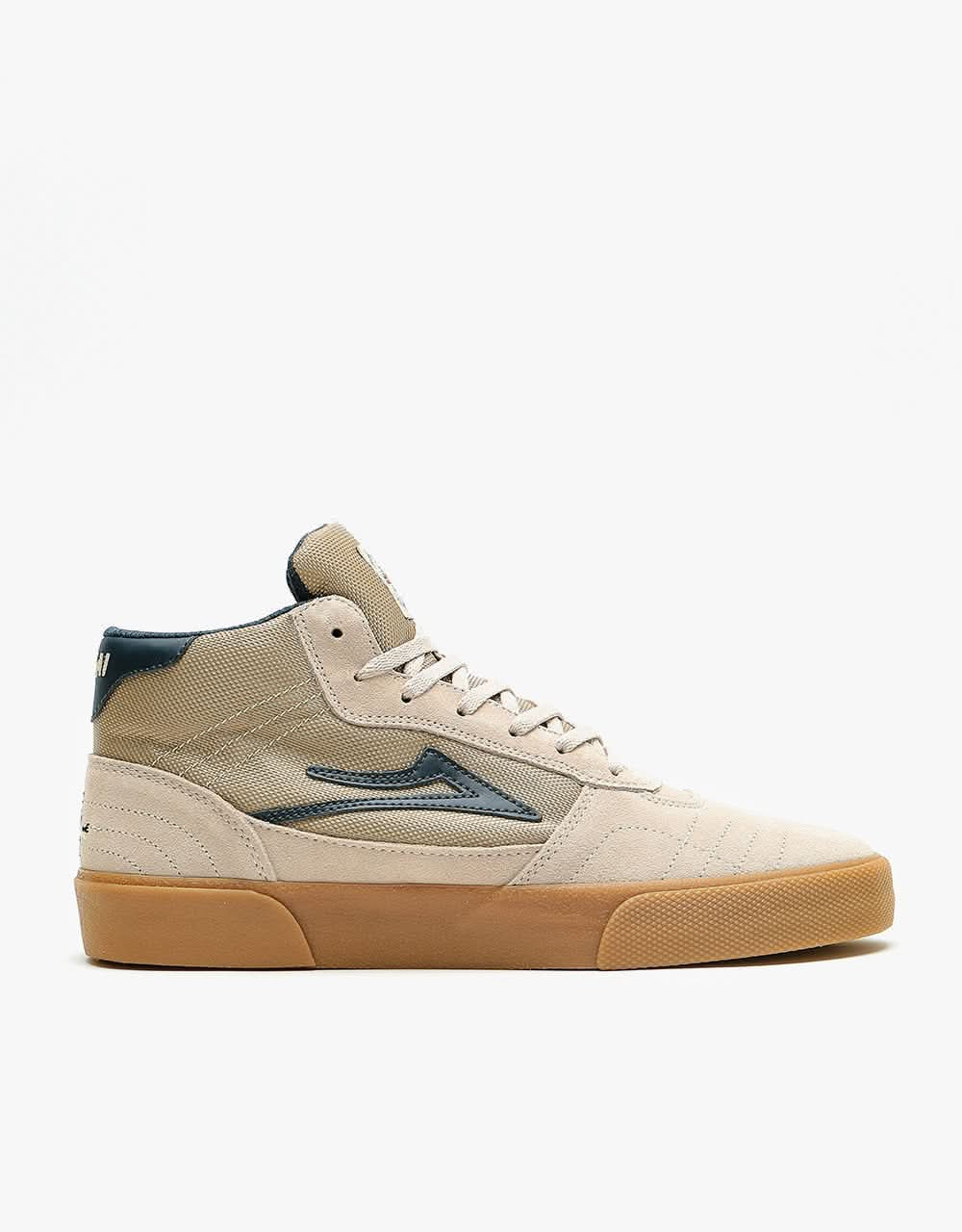 Lakai Cambridge Mid Skate Shoes - Cream/Navy Suede