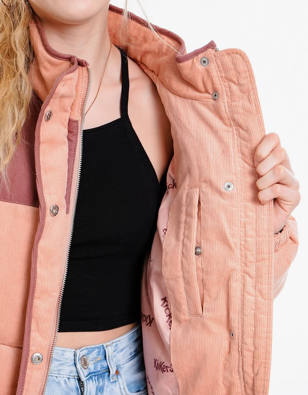 Kickers® Womens Cord Puffer - Dusty Pink