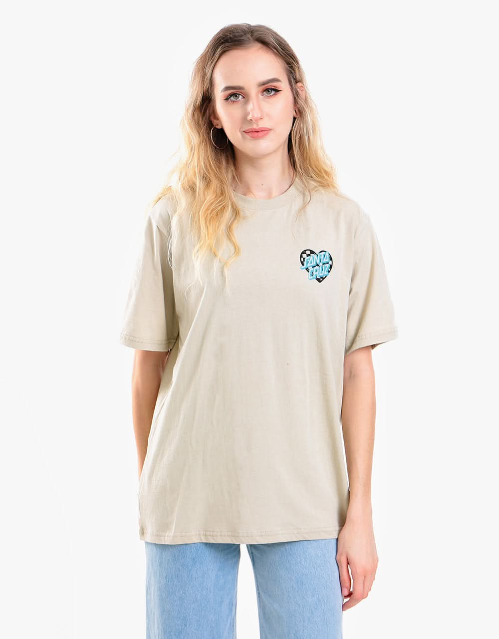 Santa Cruz Womens Heart Dot Check T-Shirt - Silver