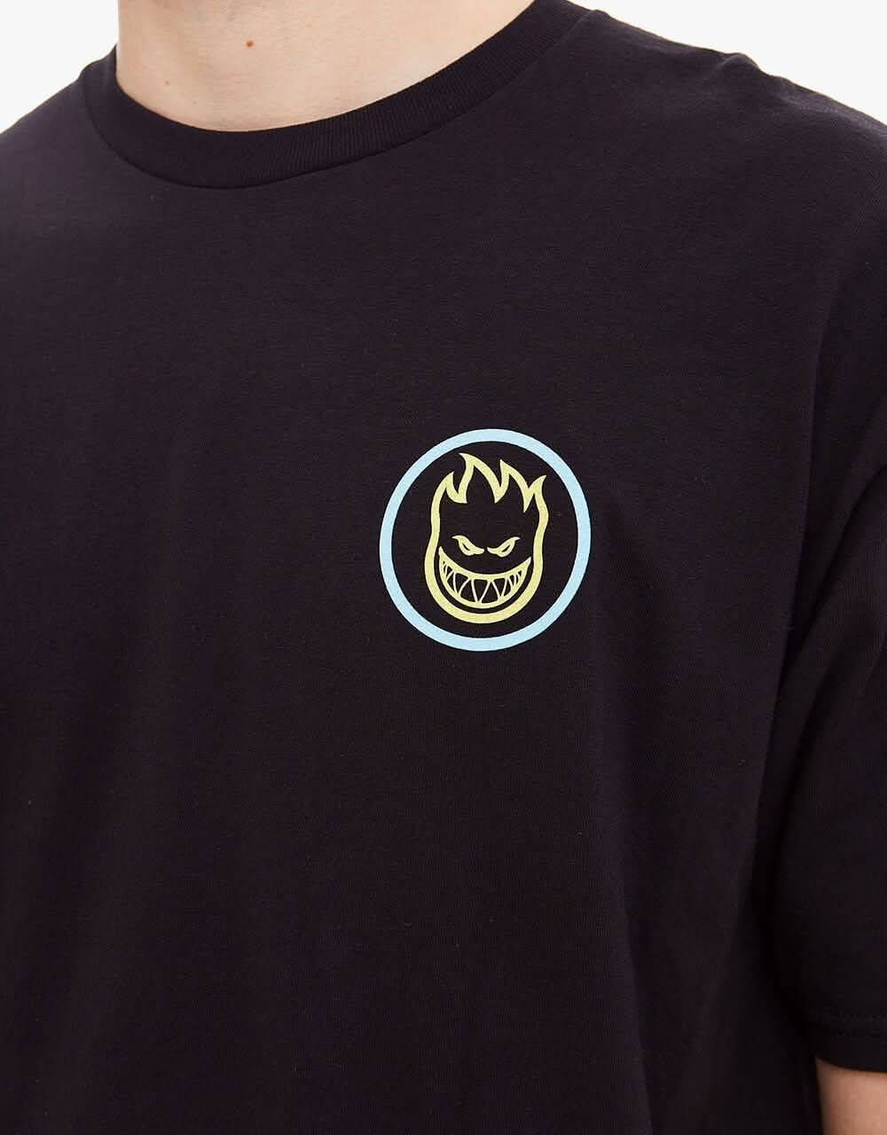 Spitfire Classic Swirl Fade T-Shirt - Black/Blue-Yellow Fade