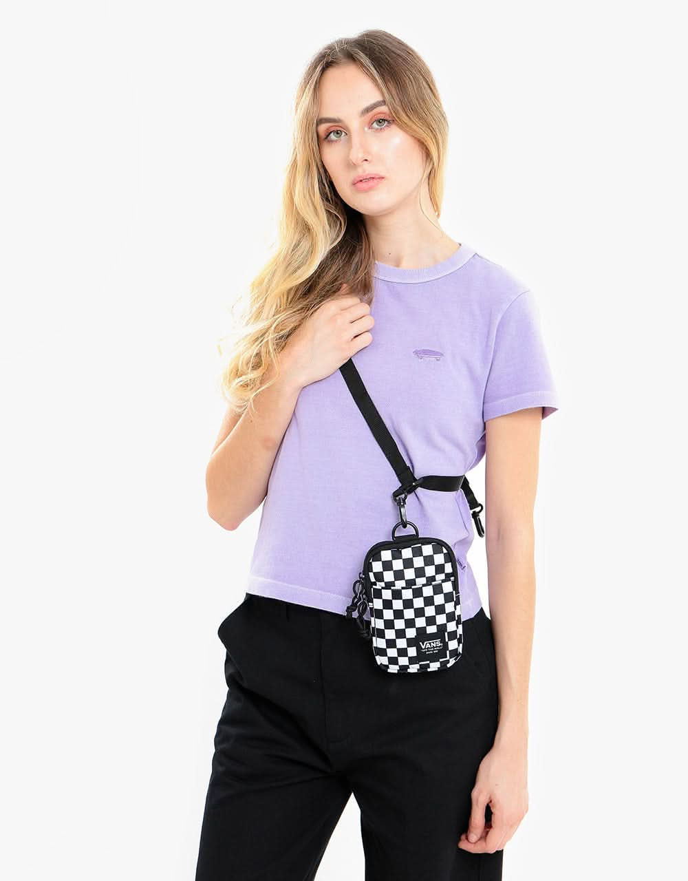 Vans Womens Call Waiting Lanyard - Black-White Checkerboard