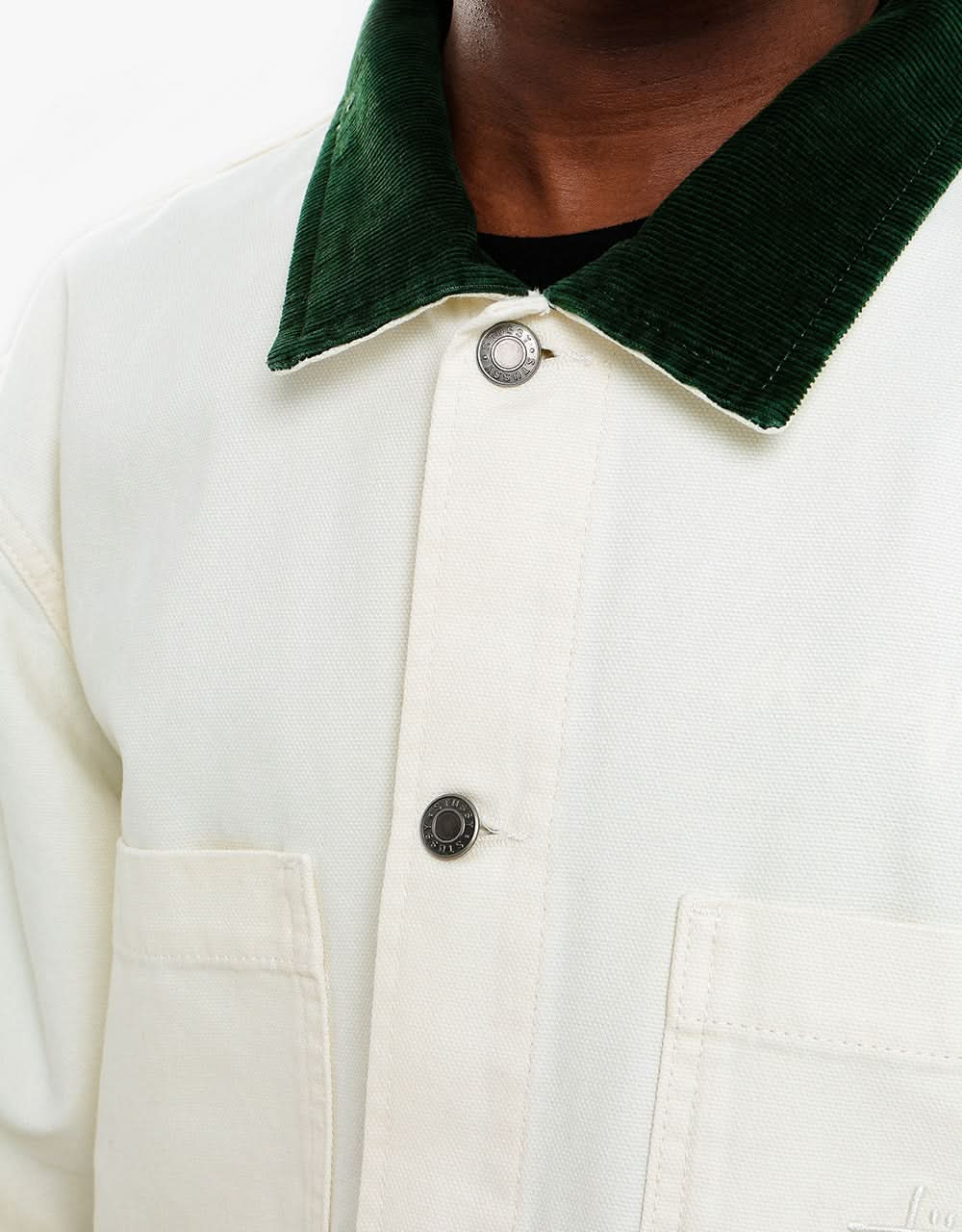 Stüssy Cord Collar Canvas Chore Jacket - Bone