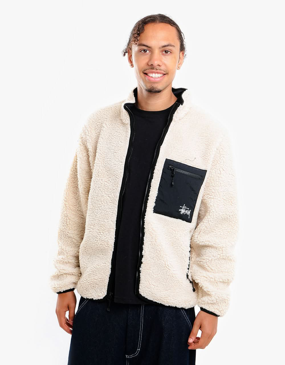 Stüssy Venus Jacquard Sherpa Jacket - Natural