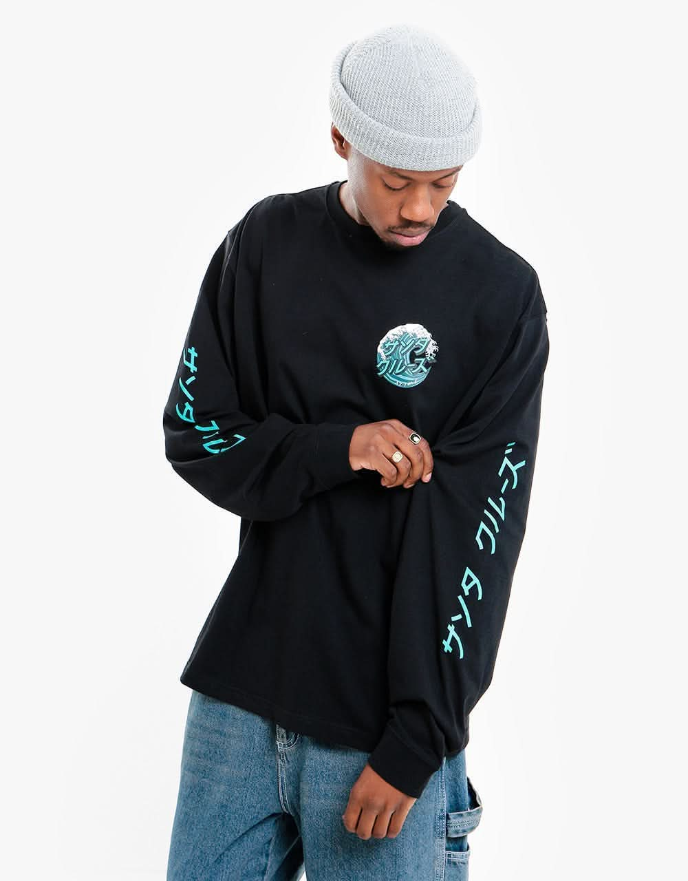 Santa Cruz Japanese Wave Dot L/S T-Shirt - Black